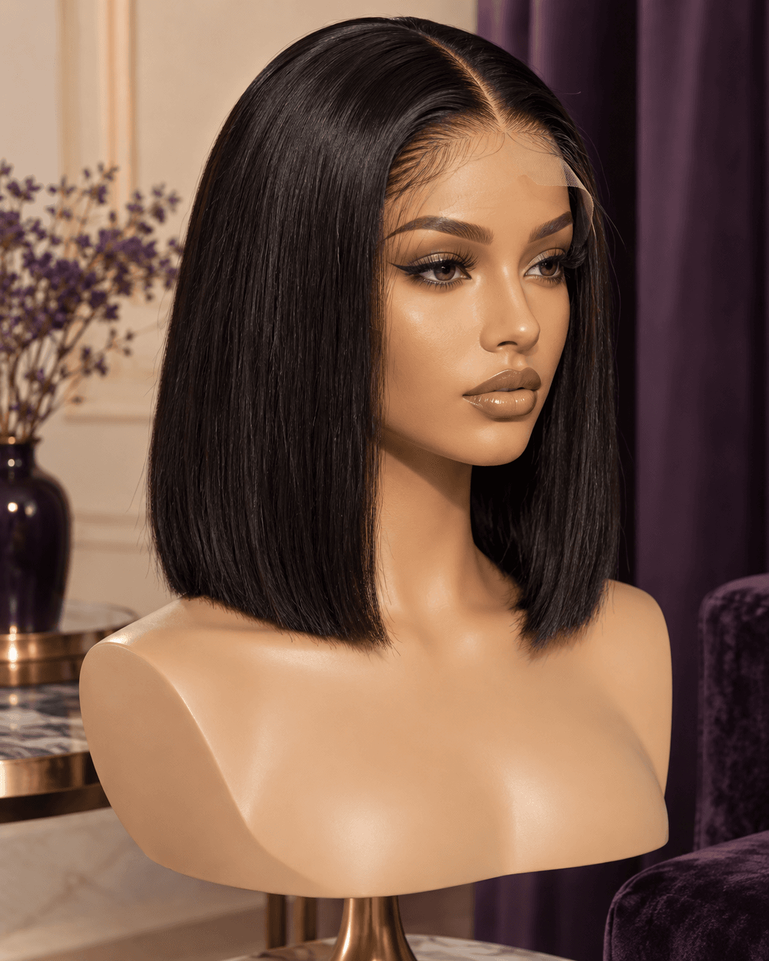 Natural-looking short bob wig
