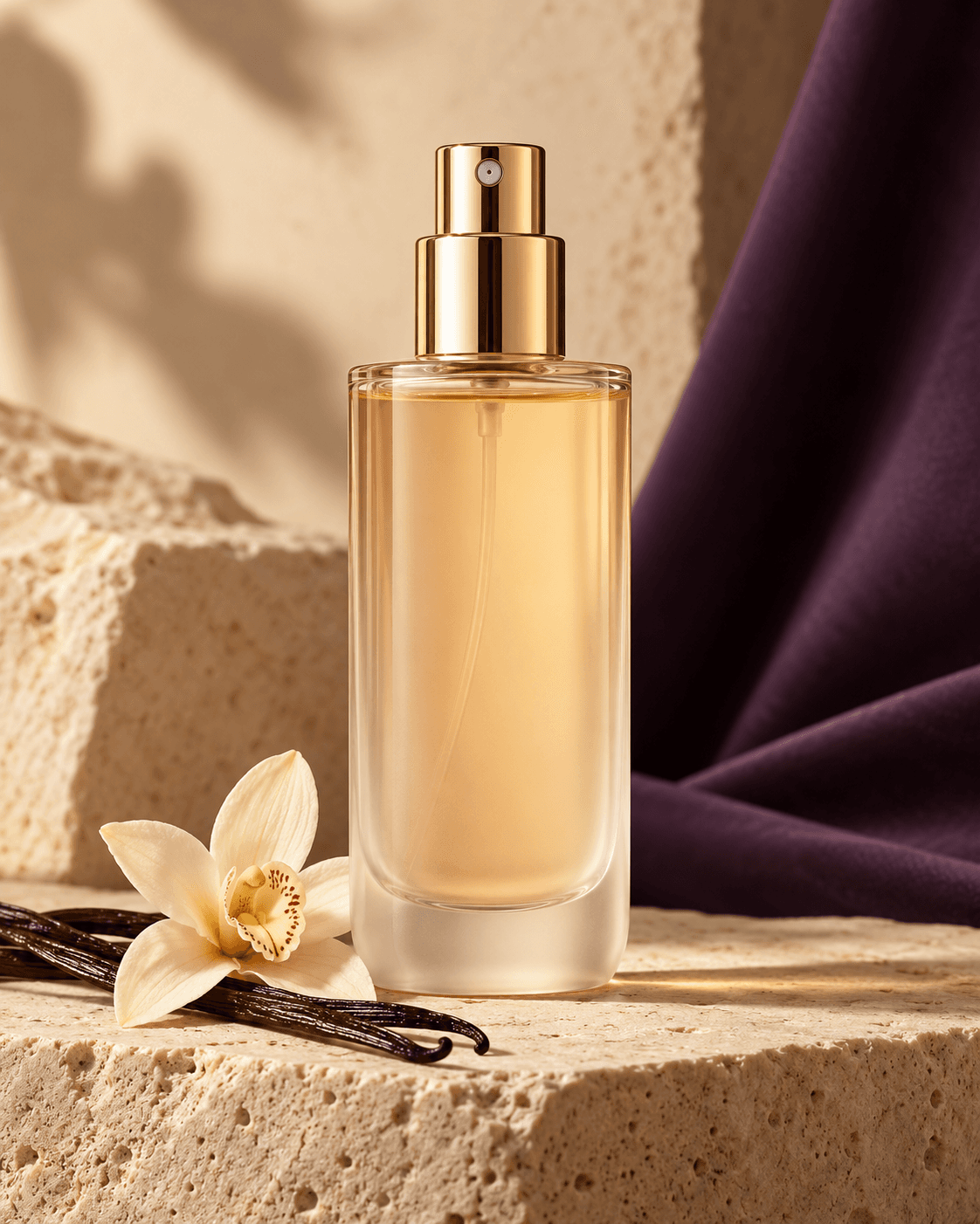 Hair mist bottle on a warm neutral background