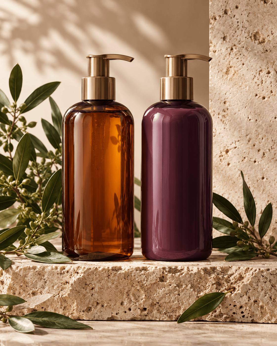 Shampoo and conditioner bottles
